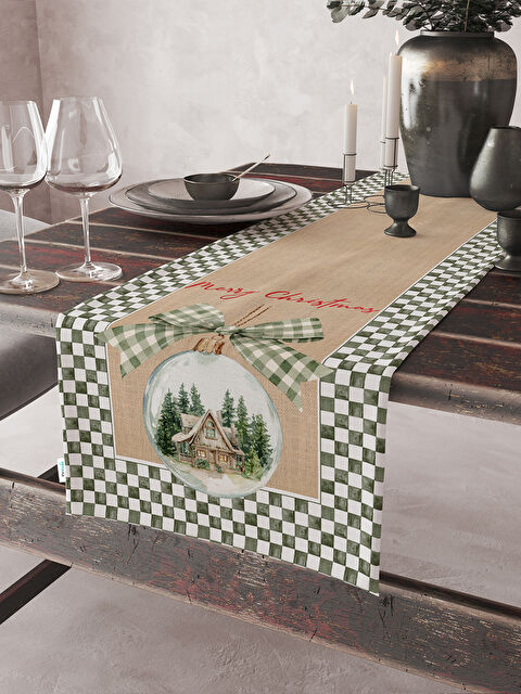 Evmila Kadife Dokulu Yılbaşı Temalı Runner 40x140 cm - S000464102-18194