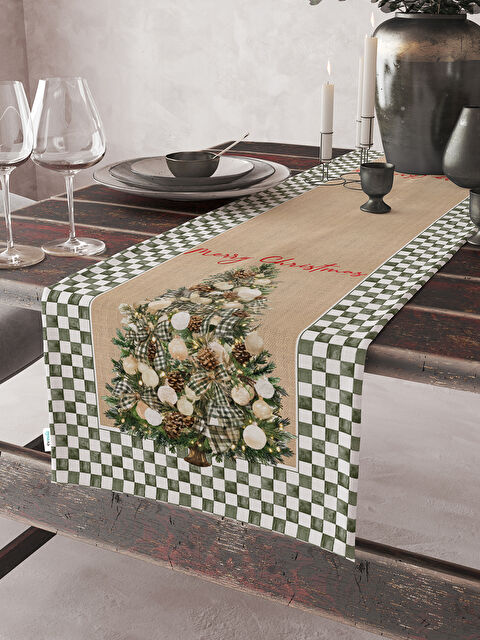 Evmila Kadife Dokulu Yılbaşı Temalı Runner 40x140 cm - S000464090-18194