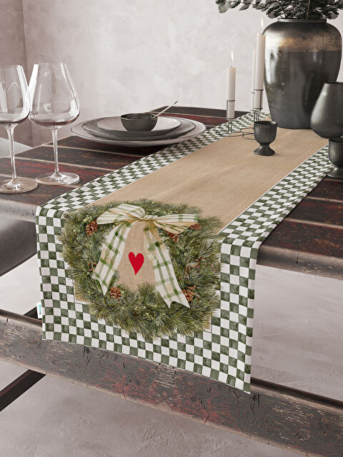 Evmila Kadife Dokulu Yılbaşı Temalı Runner 40x140 cm - S000464096-18194