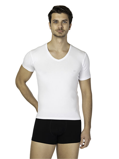 D'S damat DS Damat Comfort V Yaka T-shirt BEYAZ - S000532182-20063