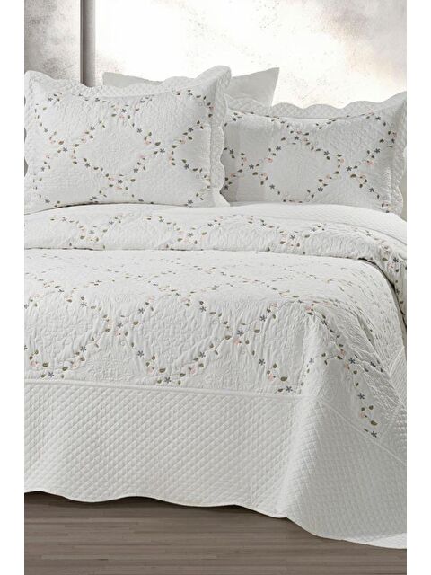 Çeyiz Diyarı Mirela Nakışlı %100 Pamuk Çift Kişilik Yatak Örtüsü V2