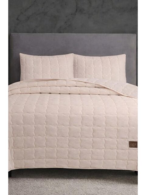 Çeyiz Diyarı Cher Kapitoneli 240x260cm Çift Kişilik Yatak Örtüsü Bej