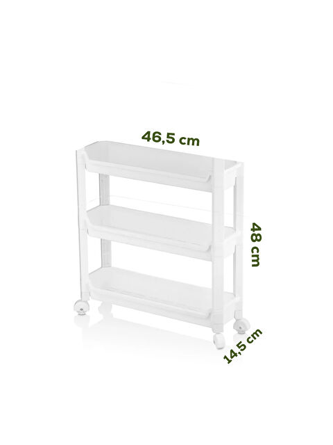Porsima RAFTY-65-1 Tekerlekli 3 Katlı Düzenleyici Hareketli Raf - Beyaz - S000292043-20063