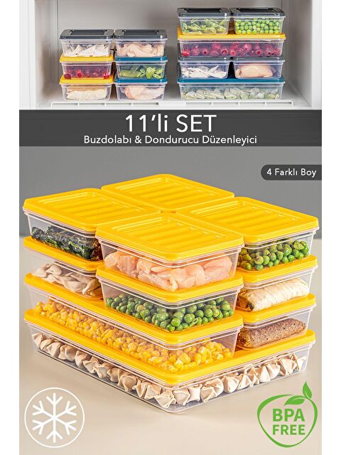 Meleni Home 11'li Buzdolabı Organizer Mikrodalga Ve Difrize Uygun Saklama Kabı 1x2400 ml - 2x1170 ml - 8x600 ml - S000208710-20072