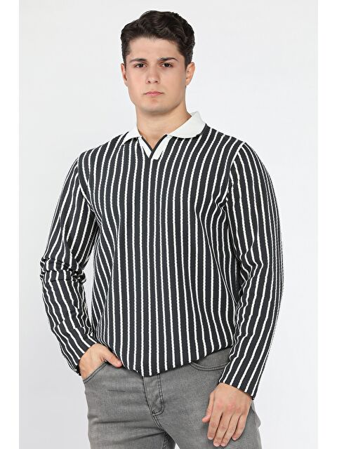 Mishar İtalia Gömlek Yaka Çizgili Erkek Sweatshirt - S000469883-33408