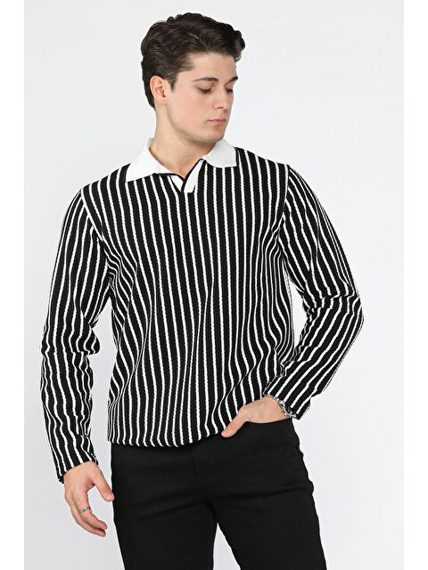 Mishar İtalia Gömlek Yaka Çizgili Erkek Sweatshirt - S000469883-19351