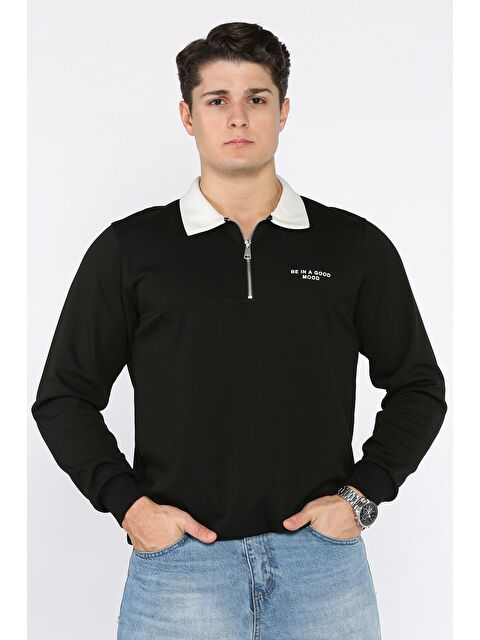 Mishar İtalia Erkek Polo Yaka Yarım Fermuarlı Sweatshirt - S000469870-19351
