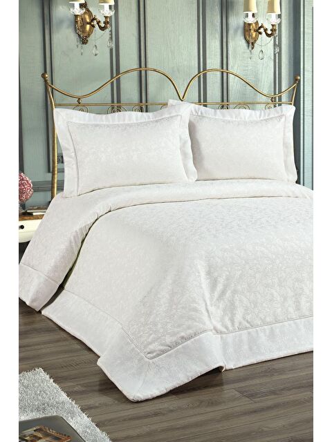 Çeyiz Diyarı Buğlem Dolgulu Şönil Çift Kişilik Yatak Örtüsü Krem - S000497174-19966