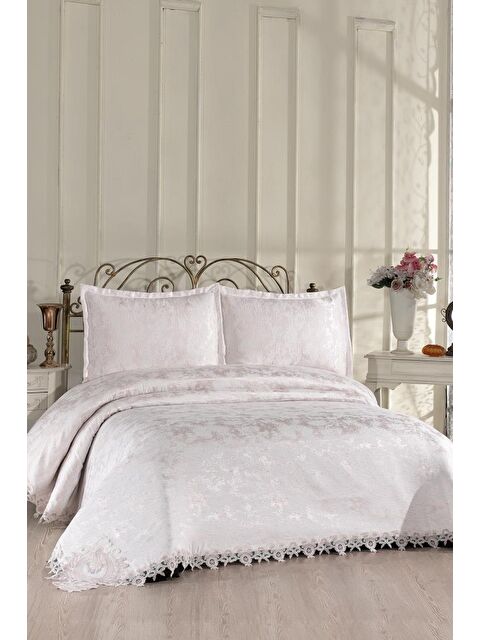 Çeyiz Diyarı Fransız Dantelli Alveria Çift Kişilik Yatak Örtüsü 230x250 cm - S000497197-23173