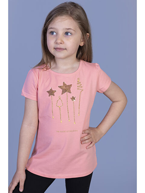 Toontoykids Kız Çocuk Yıldız Nakışlı Tişört - S000255566-24085