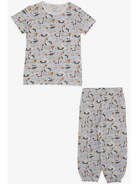 Breeze Kız Bebek Kısa Kollu Pijama Takımı Sevimli Horozcuk Desenli Buz Mavisi (9 Ay-1.5 Yaş) - S000370654-3053