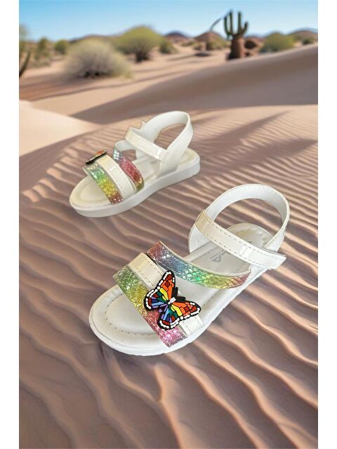 Oksit Momos Kelebek Figürlü Hologram Desenli Kız Çocuk Sandalet - S000215196-20063