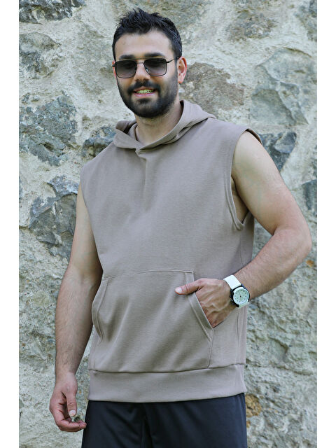 Mishar İtalia Kapüşonlu Kanguru Cep Erkek Tişört Kolsuz Tişört - S000302242-26429