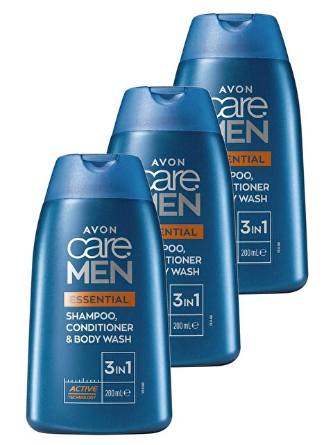 AVON Care Men Essential 3’ü 1 arada Sampuan, Bakım Kremi ve Dus Jeli 200 Ml. Üçlü Set - S000191117-10231