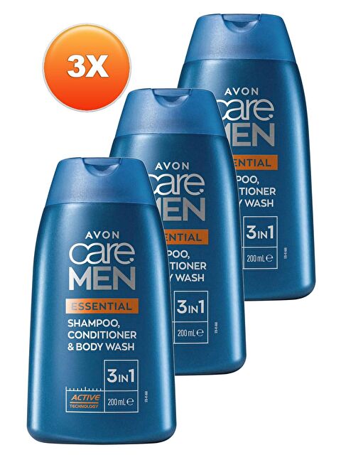 AVON Care Men Essential 3’ü 1 arada Sampuan, Bakım Kremi ve Dus Jeli 200 Ml. Üçlü Set - S000191117-10231