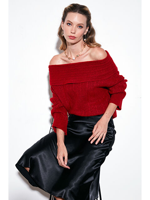 Lela Oversize Fit Madonna Yaka Triko Kadın Kazak 4615216 - S000290949-20045