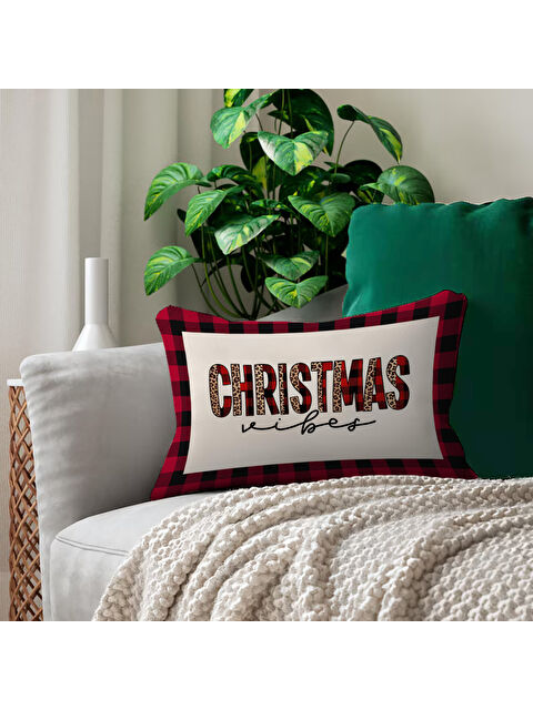 Evmila Yılbaşı Temalı Yazılı Dikdörtgen 35x55 Çift Taraflı Kadife Kırlent Kılıfı - S000292047-23173