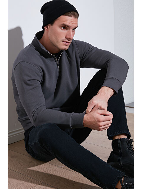 Buratti Pamuklu Regular Fit Yarım Fermuarlı Dik Yaka Erkek Sweat 59052592 - S000297111-29666