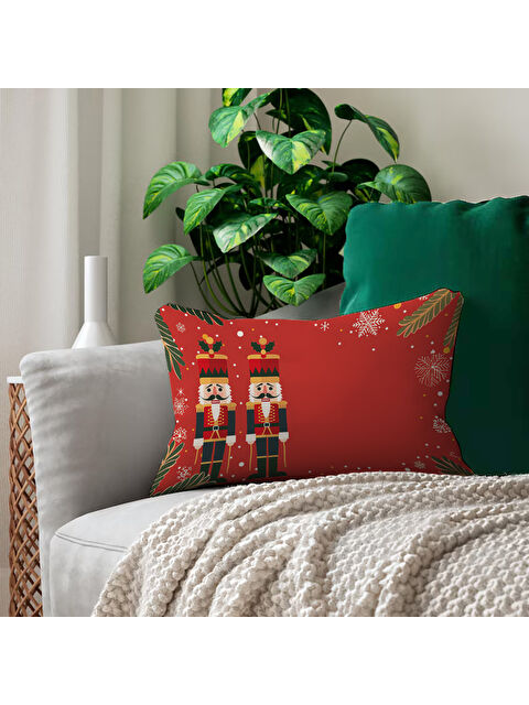 Evmila Yılbaşı Temalı Kurşun Asker Desenli Dikdörtgen 35x55 Çift Taraflı Kadife Kırlent Kılıfı - S000292050-23173