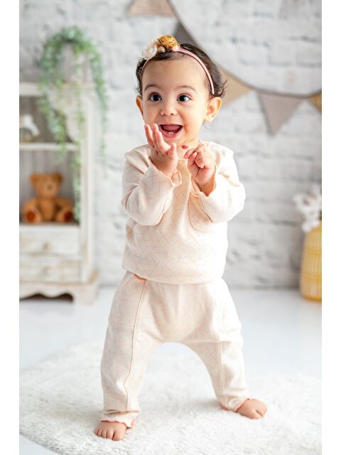 MİNİNİO Kız Bebek Omuzdan Çıtçıtlı Uzun Kollu Tişört (3-24Ay) - S000325990-19965