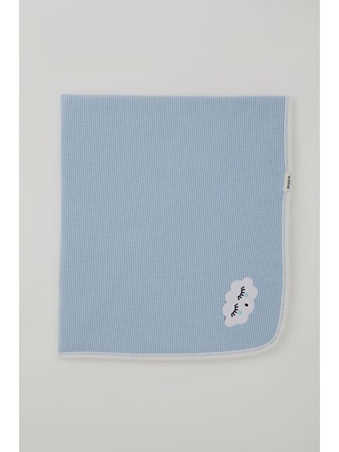 Breeze Yenidoğan Bebek Battaniyesi Uykucu Bulut Nakışlı Mavi (77 X 86 Cm)