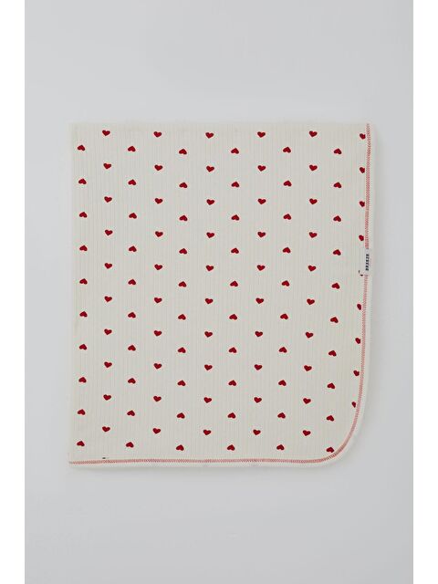 Breeze Yenidoğan Bebek Battaniyesi Kalp Desenli Krem (75 X 85 Cm)