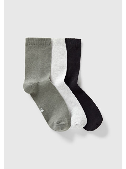 United Colors Of Benetton Unisex Siyah Mix 3'lü Soket Çorap - S000354801-19351