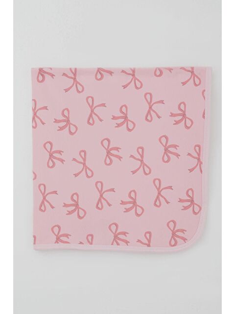 Breeze Yenidoğan Bebek Battaniyesi Fiyonk Desenli Pembe (78 X 88 Cm)