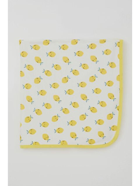 Breeze Yenidoğan Bebek Battaniyesi Gülenyüz Limon Desenli Ekru (78 X 88 Cm)