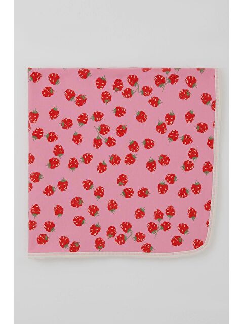 Breeze Yenidoğan Bebek Battaniyesi Frambuaz Desenli Pembe (78 X 88 Cm)
