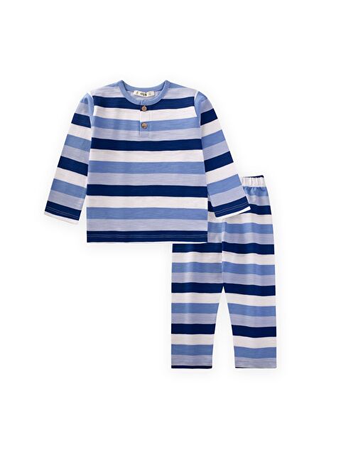 CİGİT Desenli Pijama Takım 2-9 Yaş Mavi Çizgili - S000426287-17234