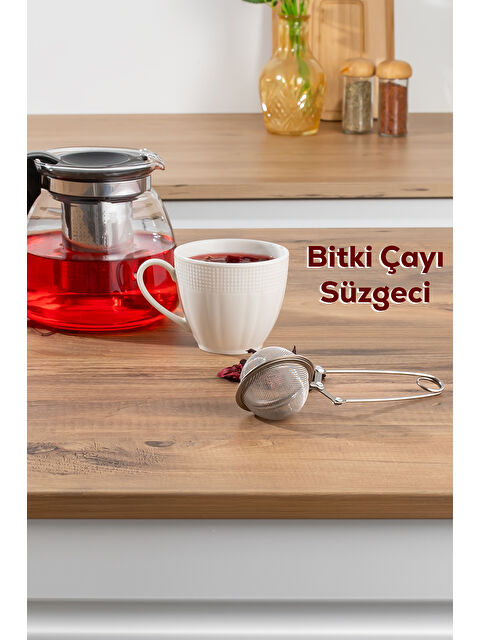 Porsima 16563-8 Paslanmaz Çelik Doğal Bitki Çayı Demleme Süzgeci - Maşalı Çay Demleme Süzgeci - S000261621-24196
