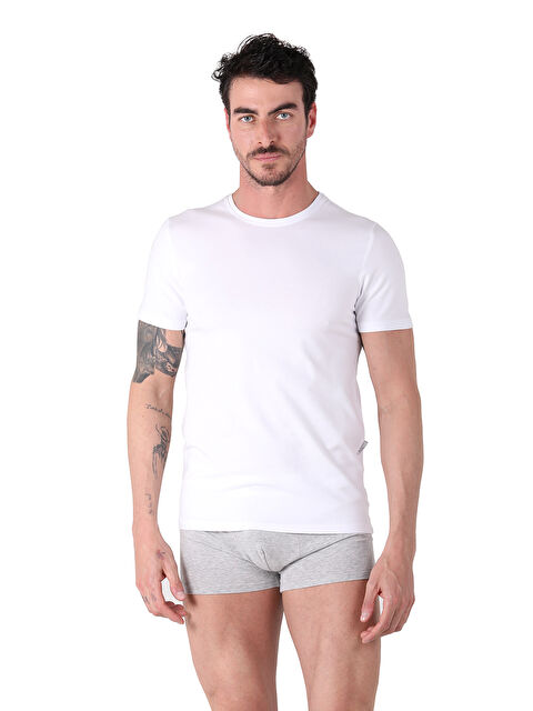 D'S damat North Ice Bisiklet Yaka Tshirt BEYAZ - S000532204-20063