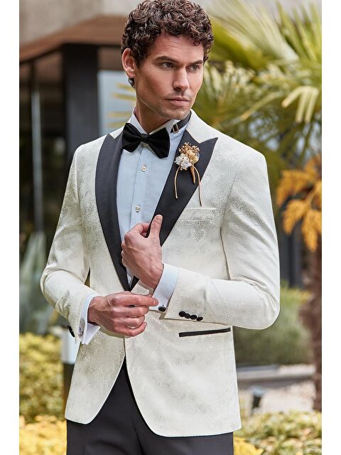 İMZA Çıkarılabilir Kırlangıç Yaka 6 Drop Slim Fit Smokin Damatlık 1001240204 - S000349323-3162