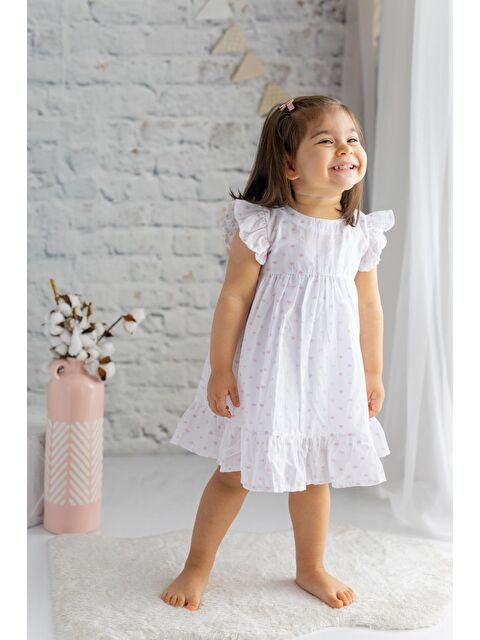 MİNİNİO Kız Çocuk Desenli Fırfırlı Dokuma Elbise - S000314667-20063