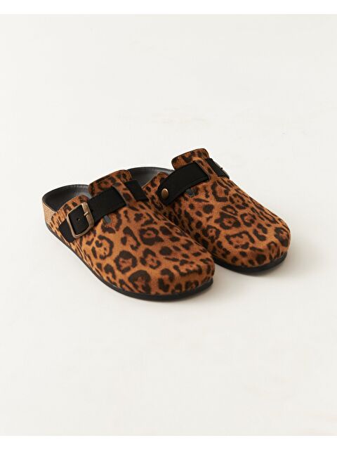 Chirpy Kadın Tokalı Leopar Desenli Önü Kapalı Ev Terliği - S000463264-37465