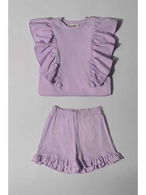 Luess Kız Çocuk Fırfır Detaylı %100 Pamuk  Kalıp Alt Üst Takım (2-3 Yaş 7-8 Yaş) - S000233095-20042