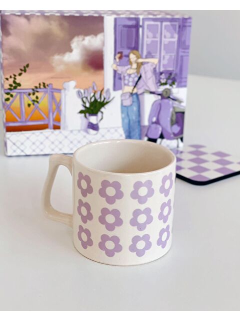 Bikutumutluluk Lila Papatyalar Kupa Bardak Fincan - S000236855-23173