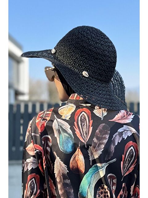 Remsa Mayo Desenli Deniz Kabuklu Hasır Şapka Siyah RŞ-31 - S000142097-19351