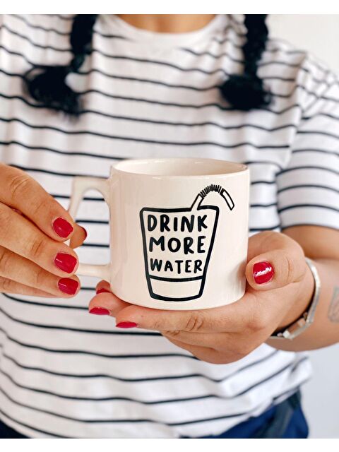 Bikutumutluluk Drink More Water Mottolu Su Hatırlatıcı Kupa Bardak Fincan - S000236858-23173
