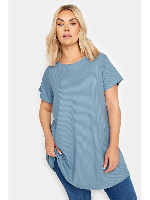 Stil Diva Büyük Beden Bisiklet Yaka Kısa Kollu Fitilli Bluz - S000244344-17234