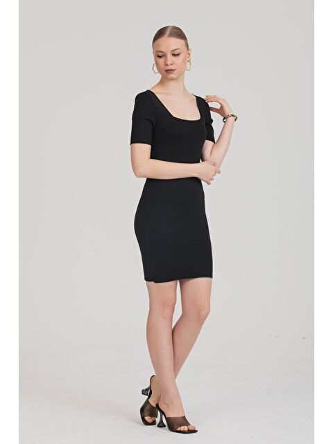 Rodi Kadın U Yaka Kısa Kol Triko Elbise  2460 - S000268433-19351