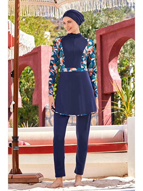 Adasea Elastanlı Tam Kapalı Tesettür Mayo Berta 4529 Koyu Lacivert - S000238120-29672