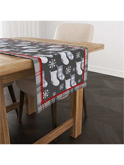 Evmila Yılbaşı Ekose Ve Çorap 40x140 Cm Kadife Runner - S000282799-23173