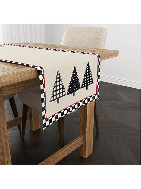 Evmila Yılbaşı Dama Ve Çam Ağaçlı 40x140 Cm Kadife Runner - S000282805-23173