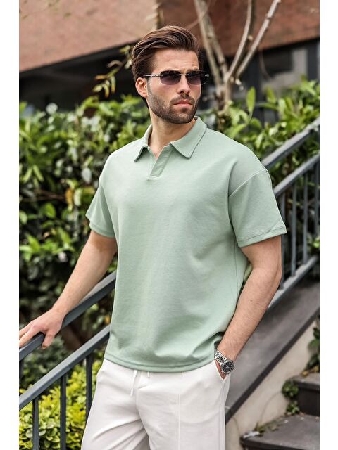 Madmext Polo Yaka Oversize Erkek Tişört E7185