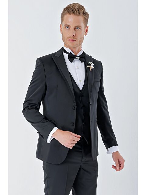İMZA Çıkarılabilir Kırlangıç Yaka 6 Drop Slim Fit Smokin Damatlık Takım 1001230213 - S000349327-19351