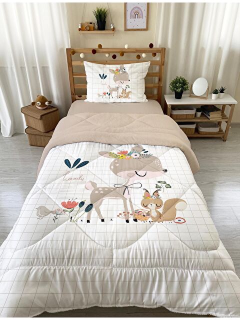 Evmila Geyik Desenli Tek Kişilik 160x220 Cm Wellsoft Çift Taraflı Silikon Yorgan Ve Uyku Seti - S000128626-20063
