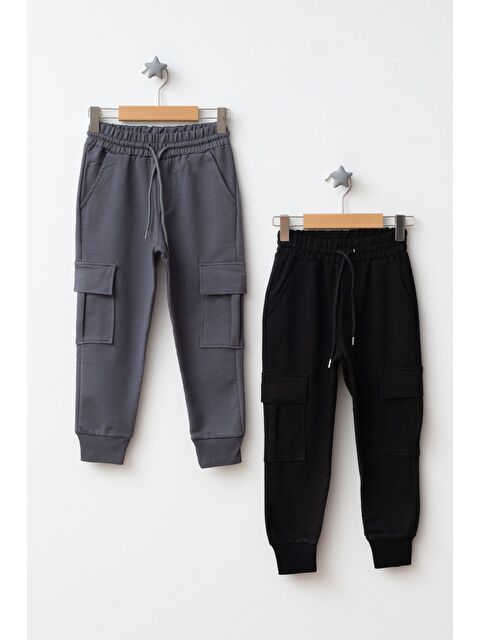 lyraxkids Erkek Çocuk Diz Yapmaz Komondo Cepli 2'li Paket Okul Eşofman Altı - S000434272-33408