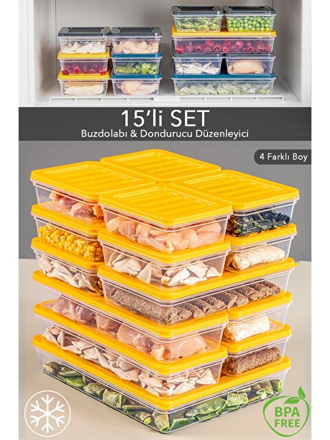 Meleni Home 15'li Buzdolabı Organizer Mikrodalga Ve Difrize Uygun Saklama Kabı 1x2400ml-4x1170-2x1200ml-8x600ml - S000208721-20072